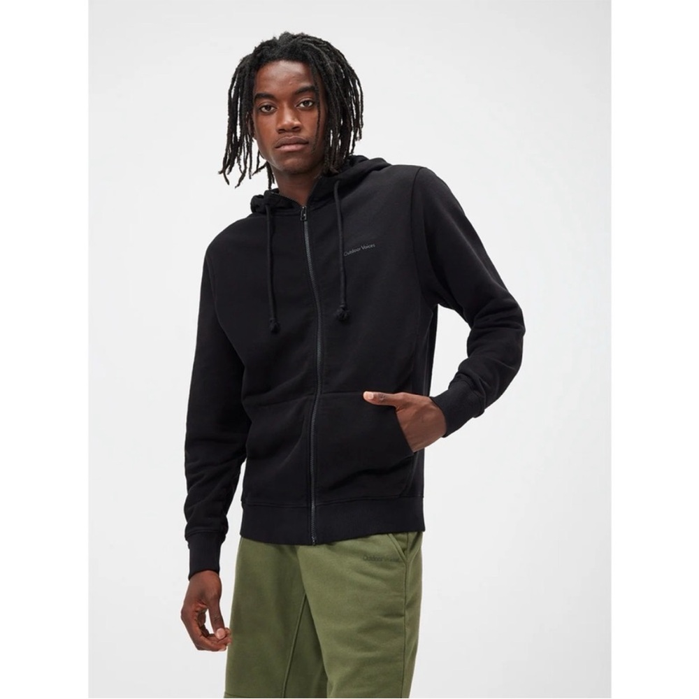 Outdoor Voices Unisex Cotton Terry Full Zip Sweatshirt Black XS